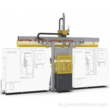 Robot de pórtico con dos tornos de CNC